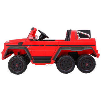 Auto Mercedes G63 6x6 dla dzieci Czerwony + 2 Pedały gazu + Regulacja siedzenia + Audio LED + Bagażnik + Kufer dla rodzica